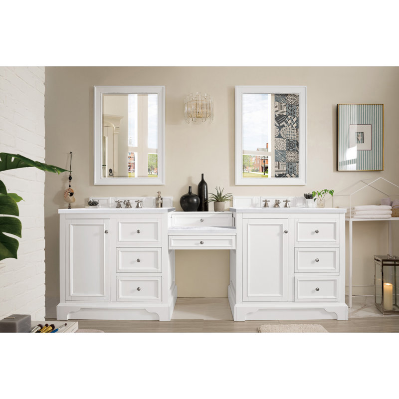 De Soto 94''  W Double Vanity, Bright White, Carrara White