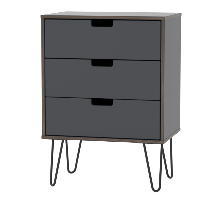 Fully Assembled Fairbury 3 Drawer Chest, Graphite