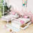 Wren Wood Daybed Frame With Fence, Rustic Style, Solid Pine-499906375-499906373