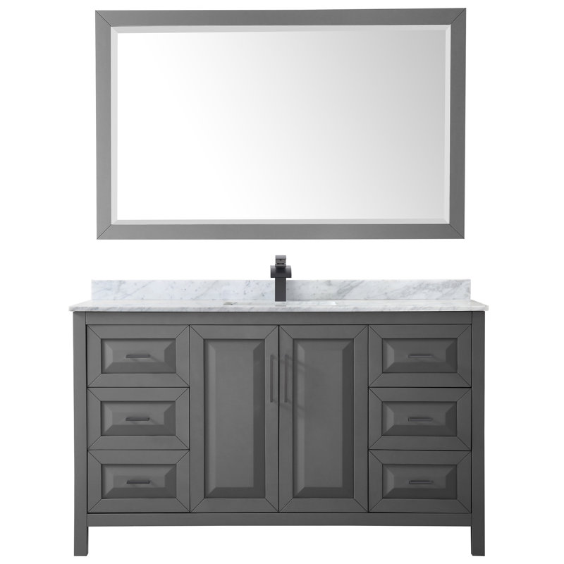 Daria 60'' W Single Vanity, White Carrara Marble, Dark Espresso, Polished Chrome