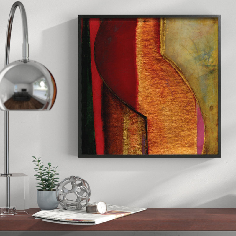« modern zig zag », reproduction de peinture à l’acrylique encadrée, H 12 po x l 12 po, Giclée encadrée noir minuit