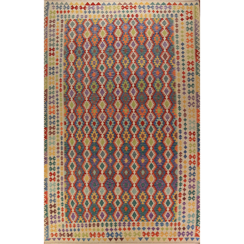 Tapis oriental kilim en laine à tissage plat 10 x 16