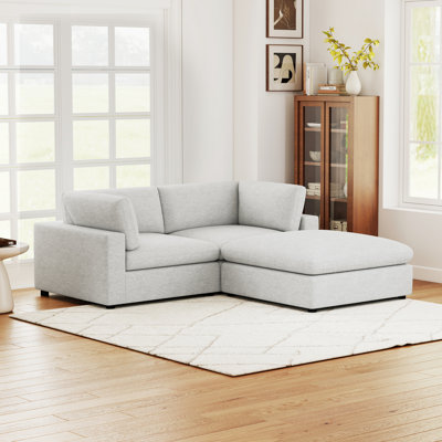 Odai 77.2'' Wide 3 - Piece Chenille Sectional Loveseat Sofa With Ottoman