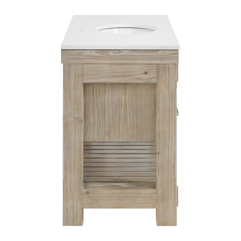 Bromley 48" Single Bathroom Vanity with Quartz Top, White Washed Pine