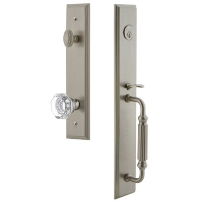 Carré Handleset with Single Cylinder Deadbolt and Chambord Door Knob and Rosette