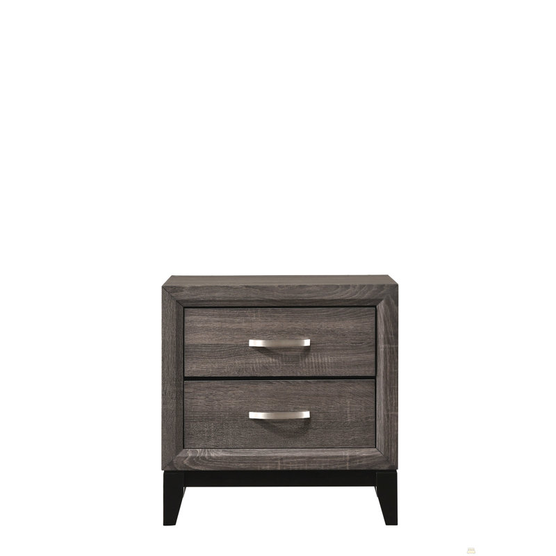 Table de chevet 2 tiroirs, Gris brun