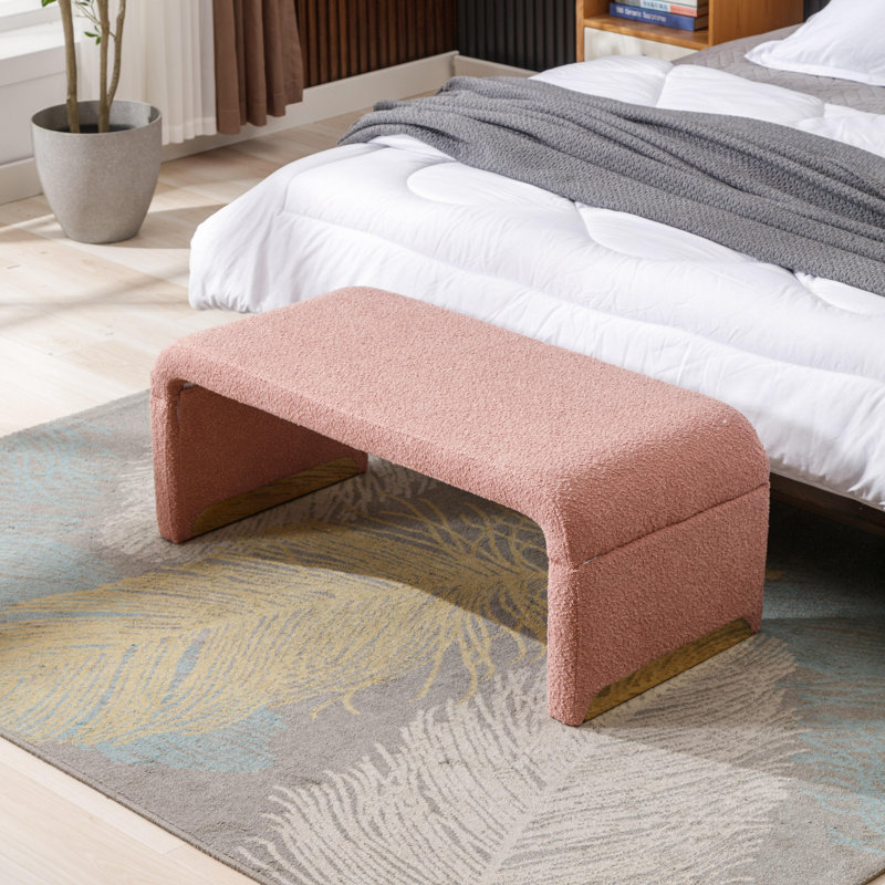 Repose-pieds rembourré en tissu Dant Boucle, Rose