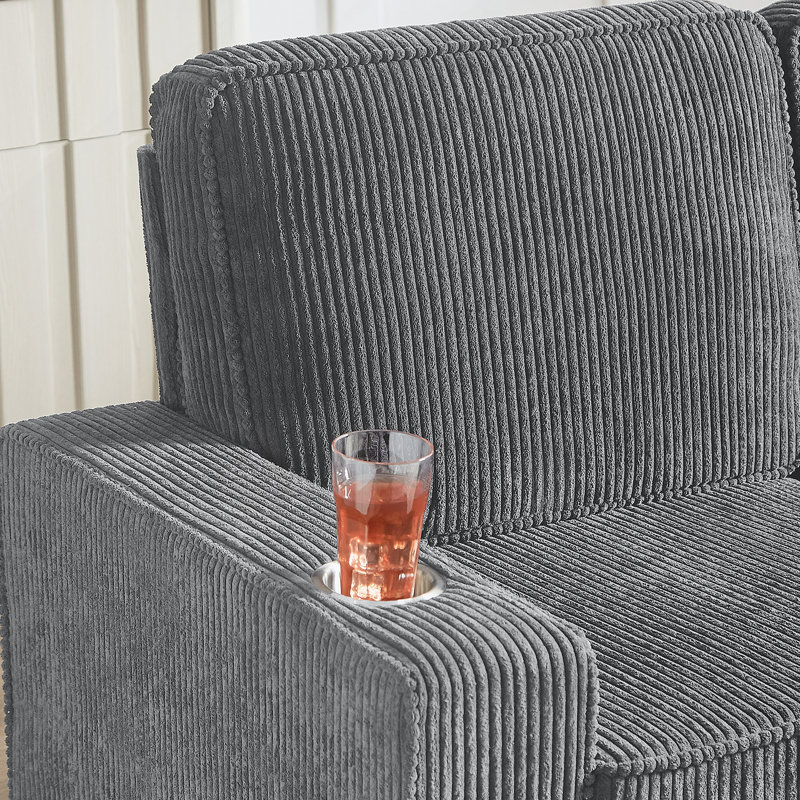 Comfortable Three-Seater Compressed Sofa for Various Rooms, Enhancing Living Space., Gray Corduroy