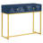 Modern console table with two storage drawers & stripe design, sleek entryway sofa table for living room & hallway, navy