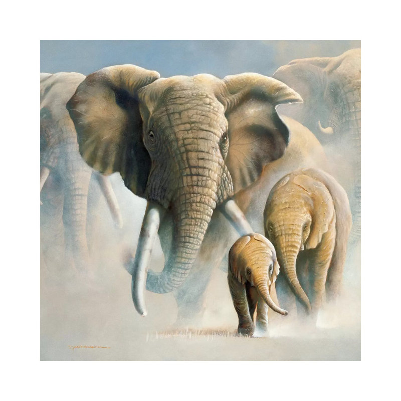 Running Elephants II by Jan Weenink - Wrapped Canvas Painting, 45.72cm H x 45.72cm W x 1.91cm D