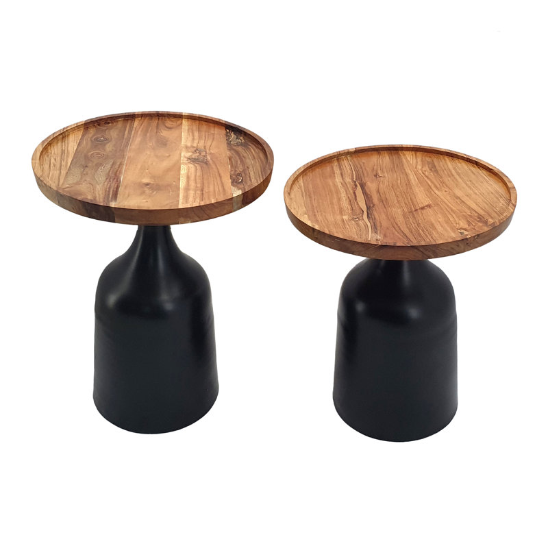 Chrystian Solid Wood Top End Table Set