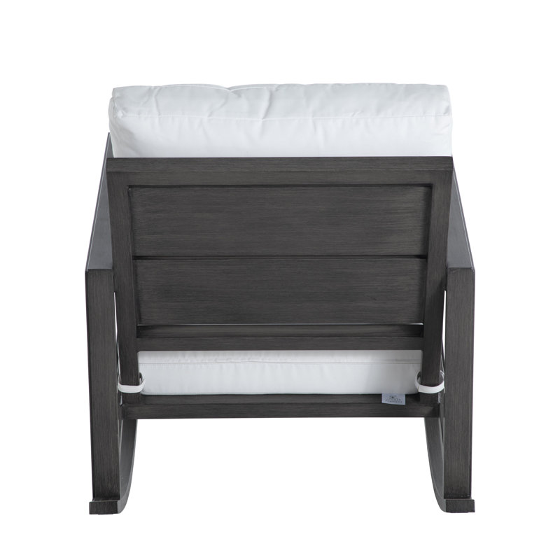 Avondale Wrought Aluminum Outdoor Rocker Chair by Summer Classics, Welt + Dream Fill, Perigold Play Sage, Slate Gray