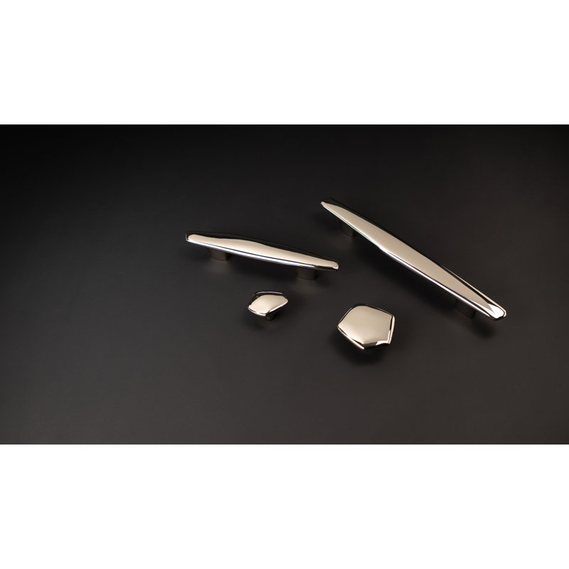 Pebble Collection Pull 3-3/4 Inch (96mm) & 5-1/16 Inch (128mm) Center to Center, Polished Nickel