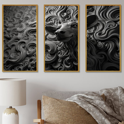 Portrait abstrait de chèvre noir et blanc I - Chèvre, art mural