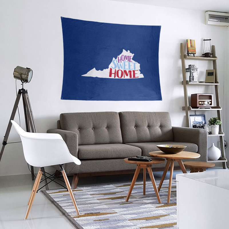 Tapisserie «Home Sweet Virginia», H 27,5 po x l 37,5 po, Bleu foncé