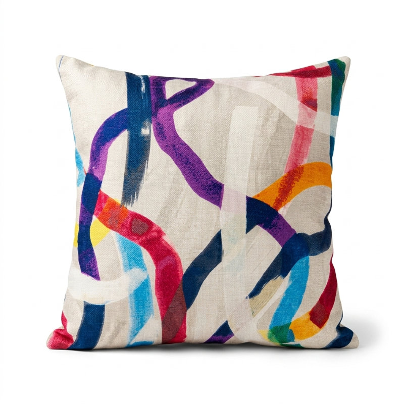 Print Abstract Linen Outdoor Reversible Throw Pillow, 20" x 36"
