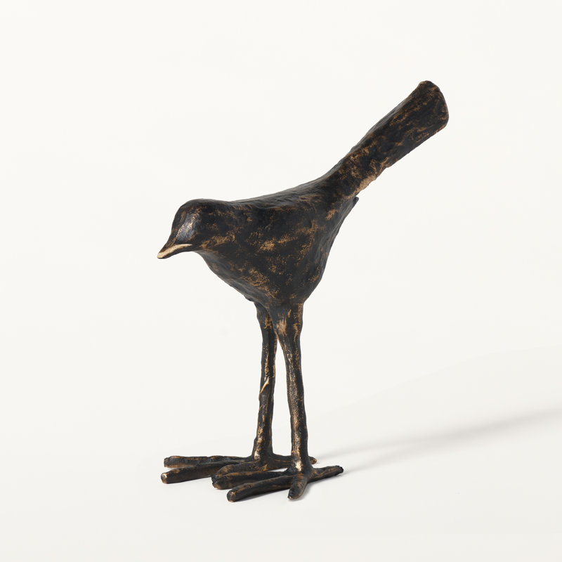 Sumnima 8" Antiqued Black Bird Sculpture (Brass Finish), 8.5" H x 9" W x 4.5" D