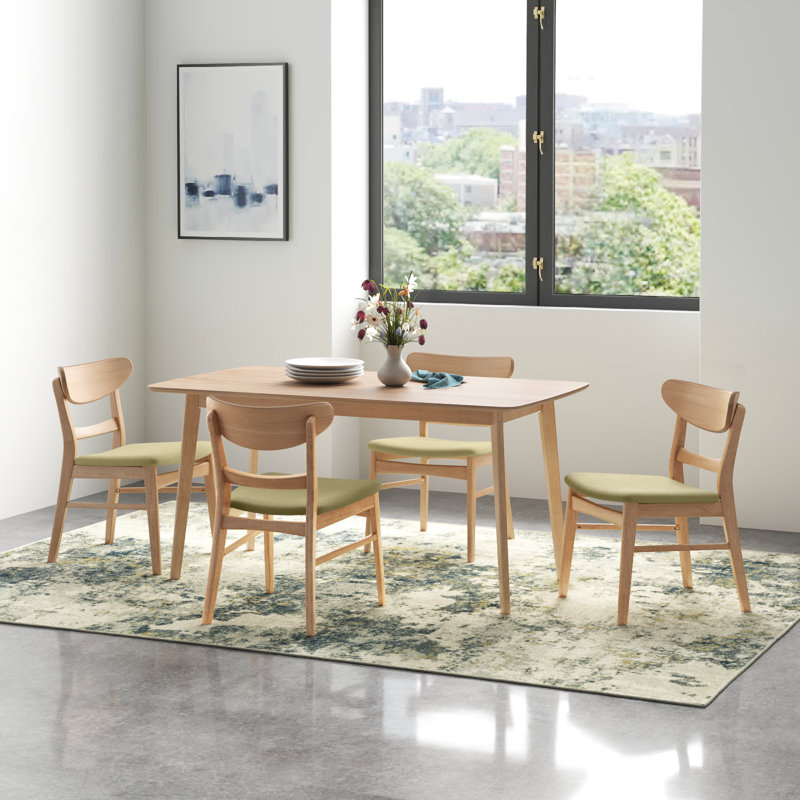 Ensemble de salle à manger pour 4 personnes Armgart, Chêne naturel, Thé vert