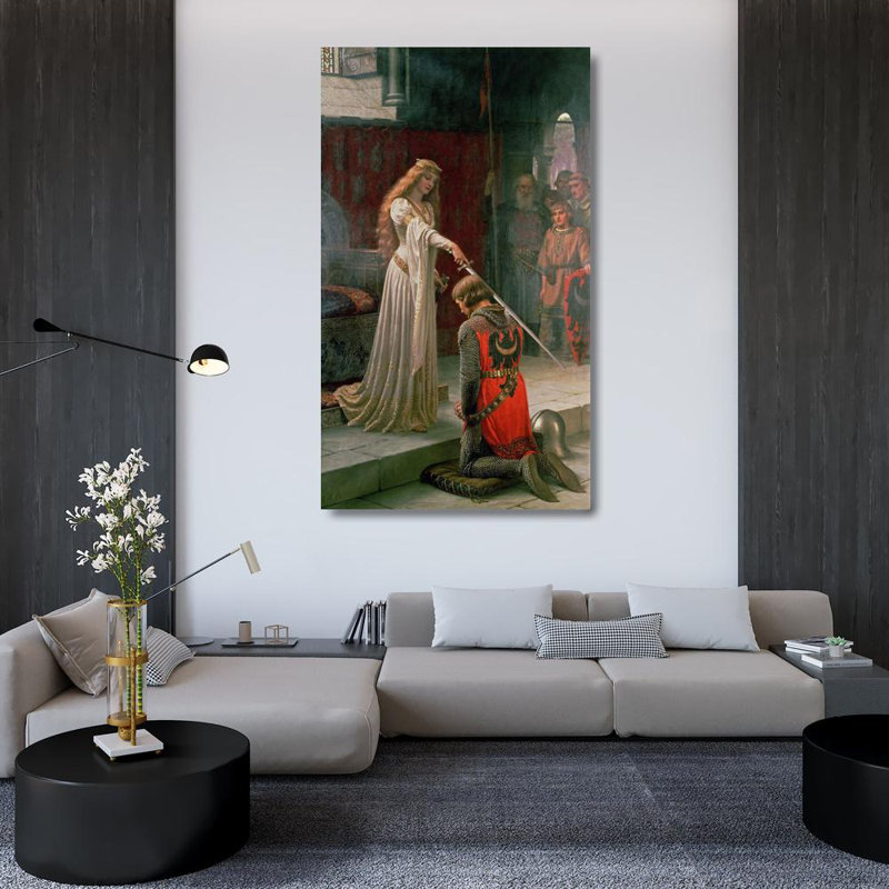 «The Accolade» par Edmund Blair Leighton - Art mural sur toile tendue avec châssis, H 48 po x l 33 po