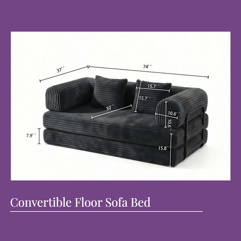 Canapé-lit modulaire 3 en 1 3 pièces, Gris