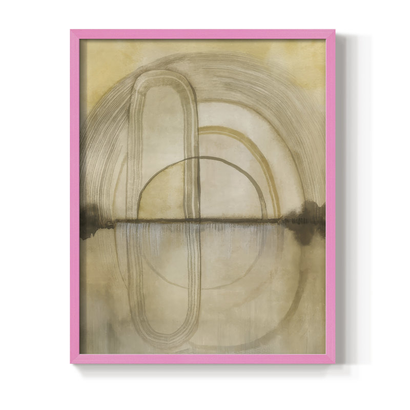 «Soft Golden Reflections II», reproduction encadrée - bois massif, Encadré rose, H 15 po x l 12 po