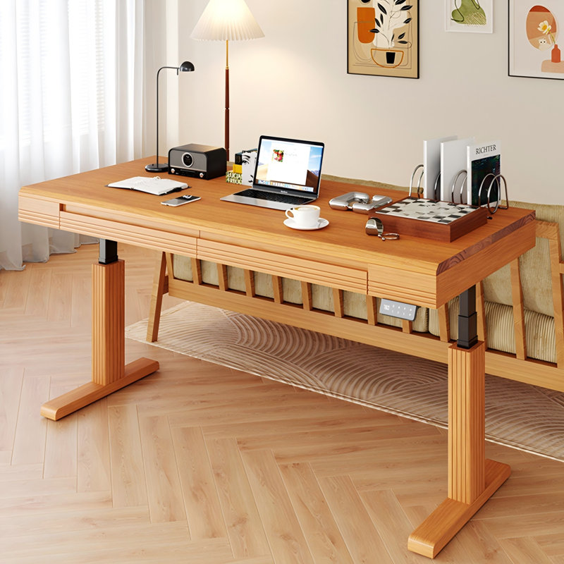 Bureau réglable électrique en bois massif 47,24 po, H 50 po x l 47,24 po x P 25,59 po