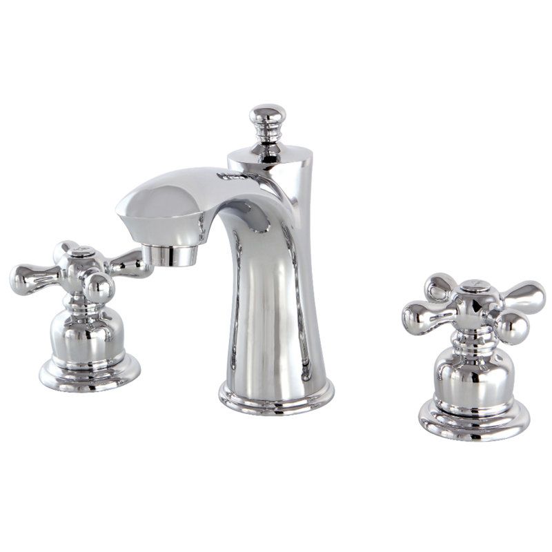 Kingston Brass Victorian Two-Handle 3-Hole Deck Mount Widespread Bathroom Faucet with Retail Pop-Up Drain, Chrome