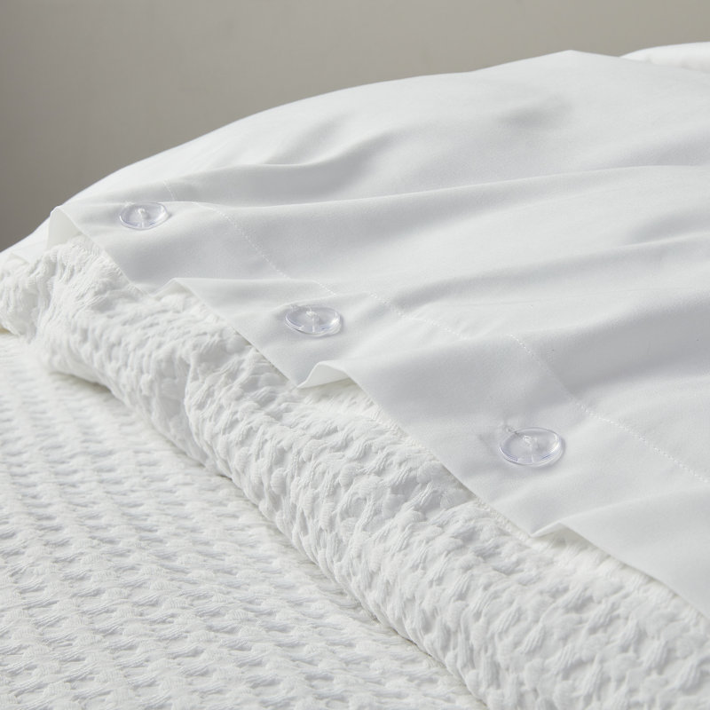 Ensemble de housse de couette texturée Mina Waffle Weave, Housse de couette simple / simple TG + 1 taie déc, Blanc