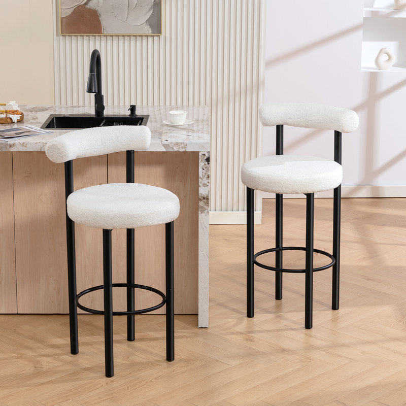 Ensemble de 2 tabourets de bar en polaire Sherpa