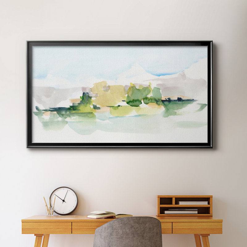 Tangerine Sunset I - peinture encadrée, H 10,5 po x l 18,5 po x P 1,5 po, Pas de tapis, Toile avec cadre noir