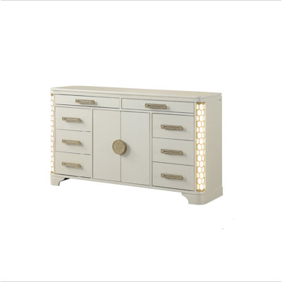 Commode 8 tiroirs avec éclairage à DEL latéral en bois Jasmine