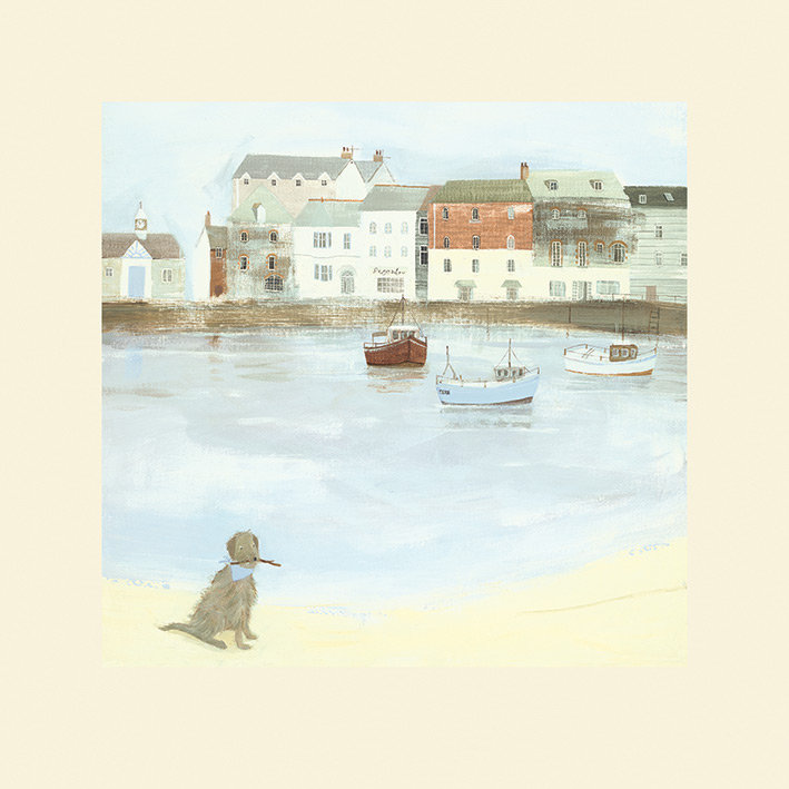 Cornish Sea Dog by Hannah Cole - Painting, Yellow