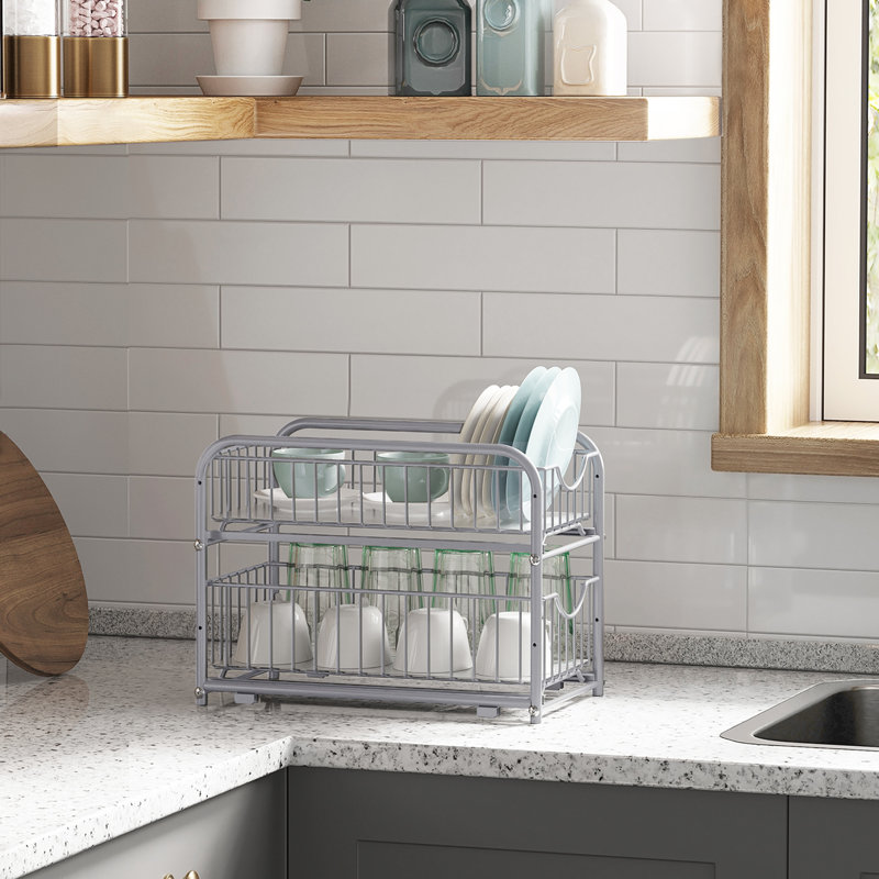 Amald Adjustable Stainless Steel Dish Rack, Silver