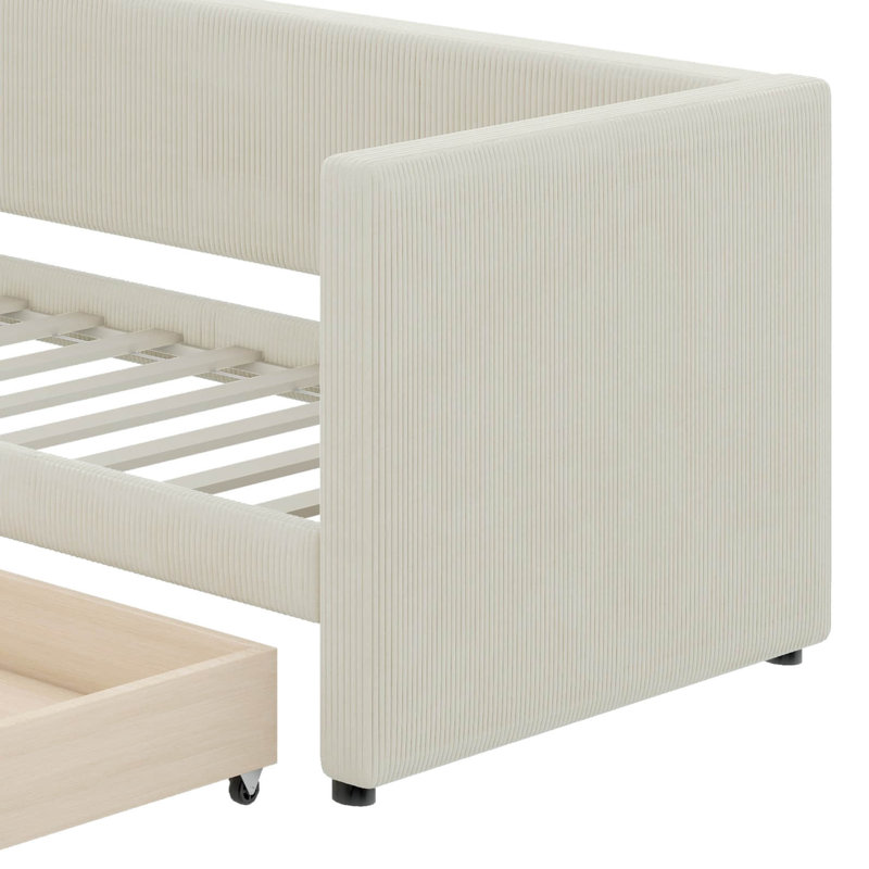 Gaest Upholstered Daybed Storage Bed, Beige