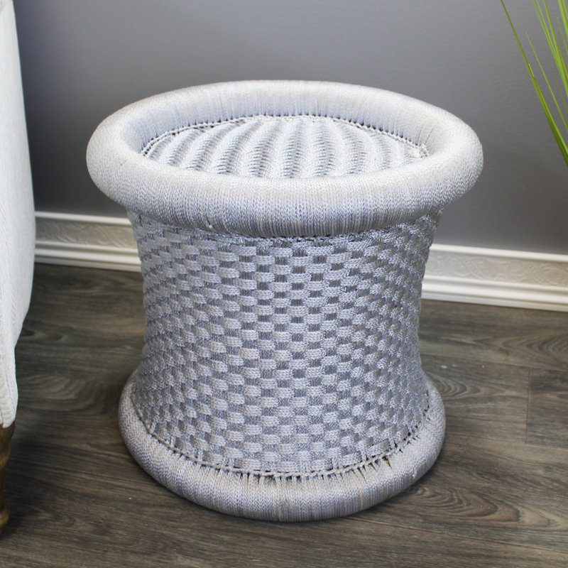 Tabouret d'appoint en rotin Grabowski, gris