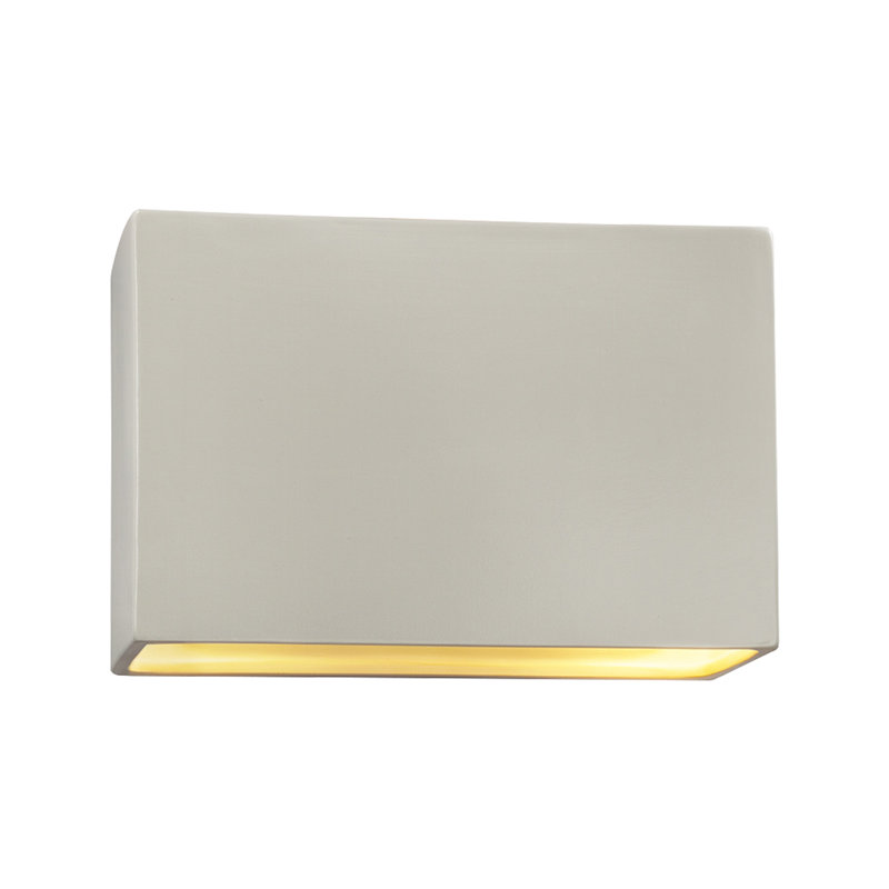 Bergen Beach Ceramic Wall Light, 8" H x 16.5" W x 4" D, Matte White/Champagne Gold