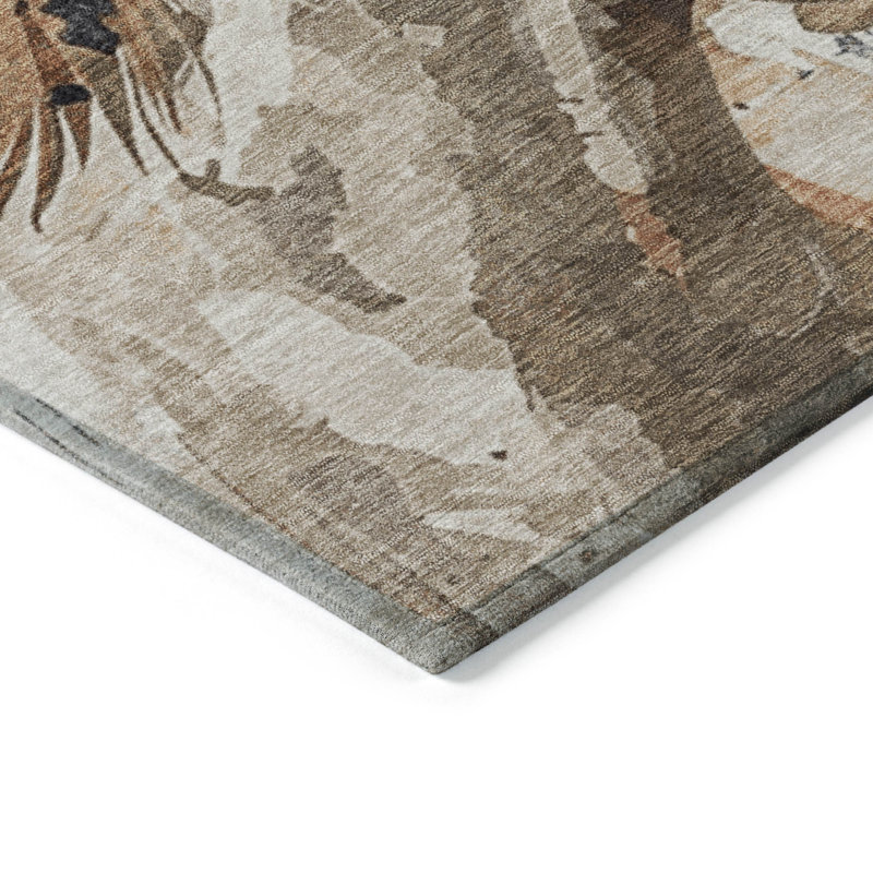 Cinead ACN1720 Machine Washable Indoor/Outdoor Beige Area Rug, Rectangle 2 pi 6 po x 3 pi 10 po