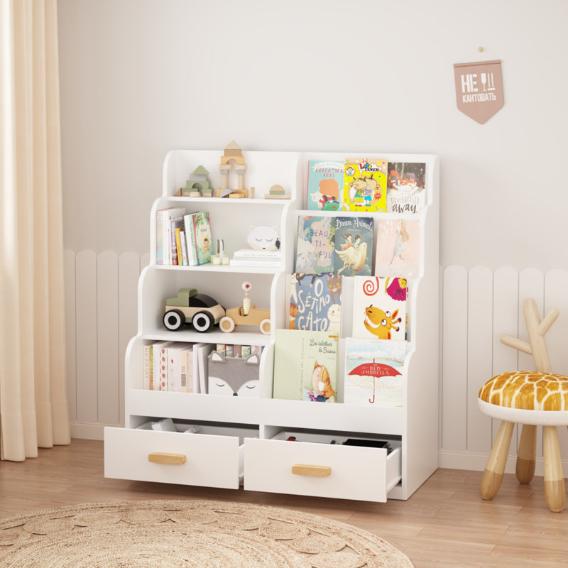 Bibliothèques modernes pour enfants avec rangement, panneau de fibres à densité moyenne blanc, essentiels pour chambre de bébé