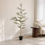 Olivier artificiel noir de 183 cm, faux grand arbre à feuilles vertes dans un pot en plastique noir pour la décoration intérieure et extérieure couverte de la maison ou du bureau-333453321
