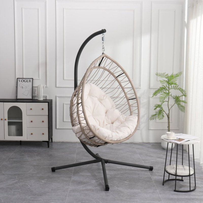 Chaise d'extérieur suspendue en forme d'œuf, Blanc