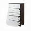 Commode 5 tiroirs blanche et espresso