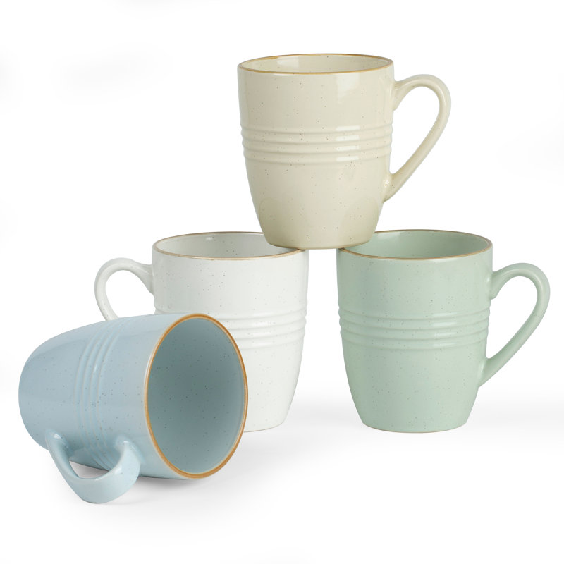 Ensemble de tasses à café en grès 14 oz Birch Lane Kestwick (ensemble de 4), Multicolore