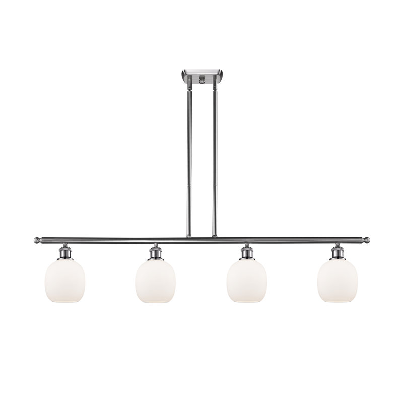 Luminaire suspendu linéaire à 4 lumières pour îlot de cuisine Carlucci, Ampoule DEL 6 watts Vinage, Nickel satiné brossé