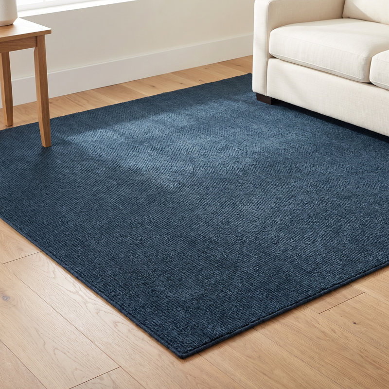 Crowe Wool Dark Blue Area Rug, Rectangle 5' x 8'
