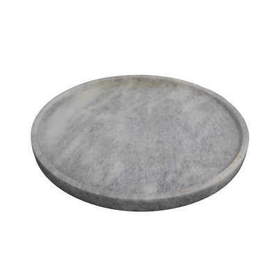16” Round Zebra White Marble Serving Tray – Elegant Luxury Home & Kitchen Decor