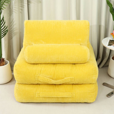 Canapé de 70,8 po en velours côtelé jaune, doux et confortable, sans assemblage, idéal pour lire en famille ou dans la chambre à coucher ou le salon, confortable, sans dortoir