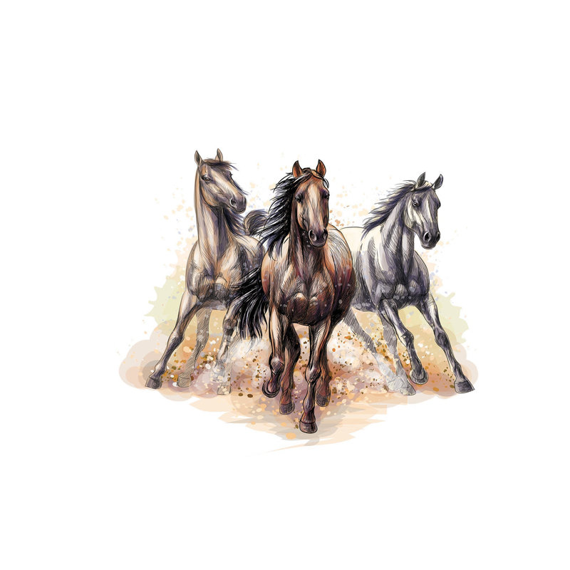 Premium Peel & Stick Wall Mural - Galloping Horses, 96" L x 120" W