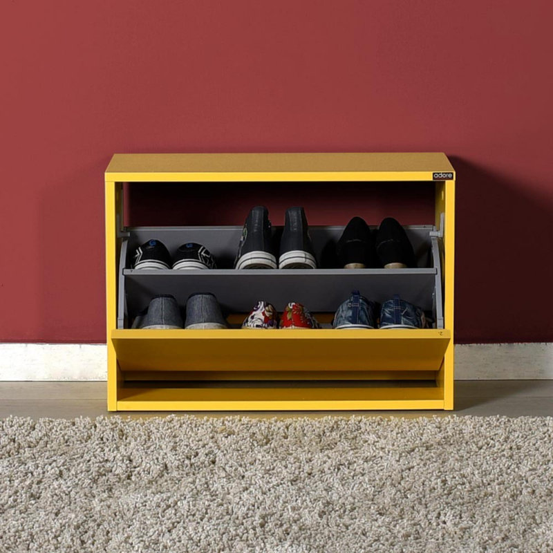 Baneen 8 Pair Shoe Storage Cabinet, Yellow