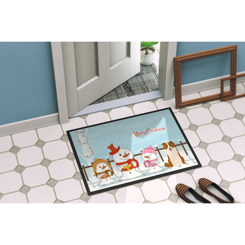 Paillasson Burlap Merry Christmas, Rectangle 2 pi x 3 pi, Rouge / Blanc