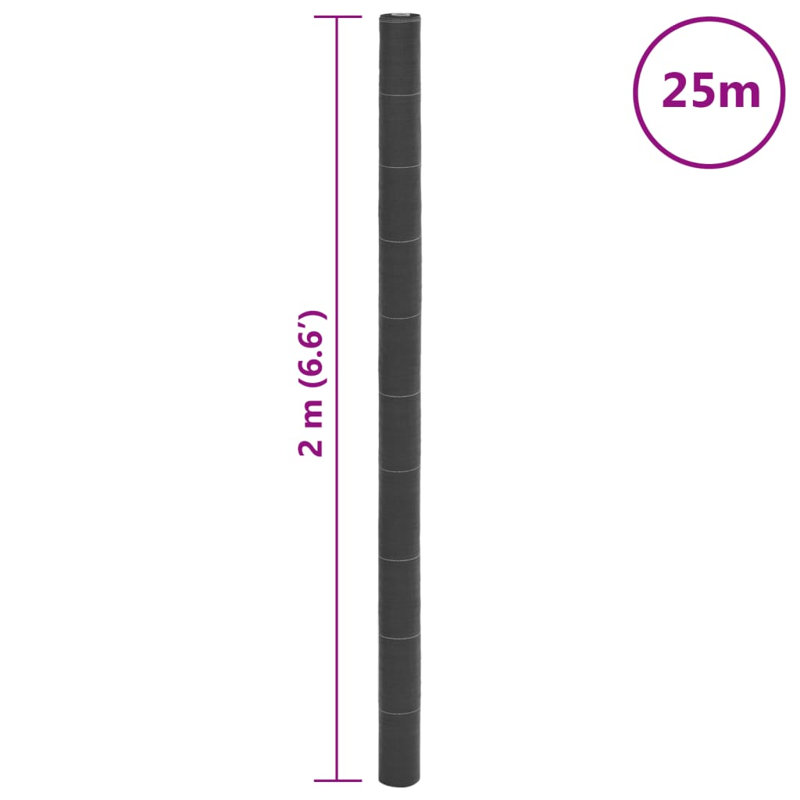 Vidaxl Weed Membrane Black 2X150 M PP, 2500cm W x 200cm D